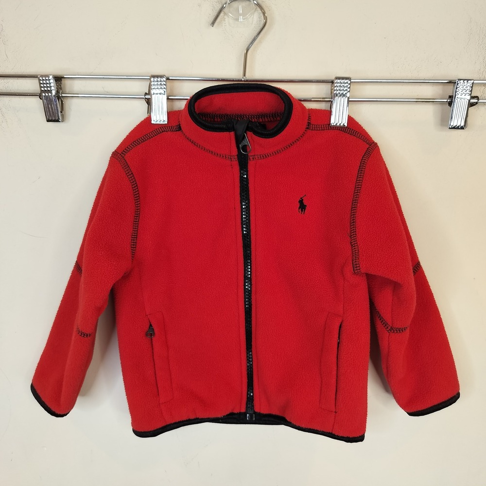 Polo Ralph Lauren Vintage Fleece Jacket 18M Baby Zip Up Red